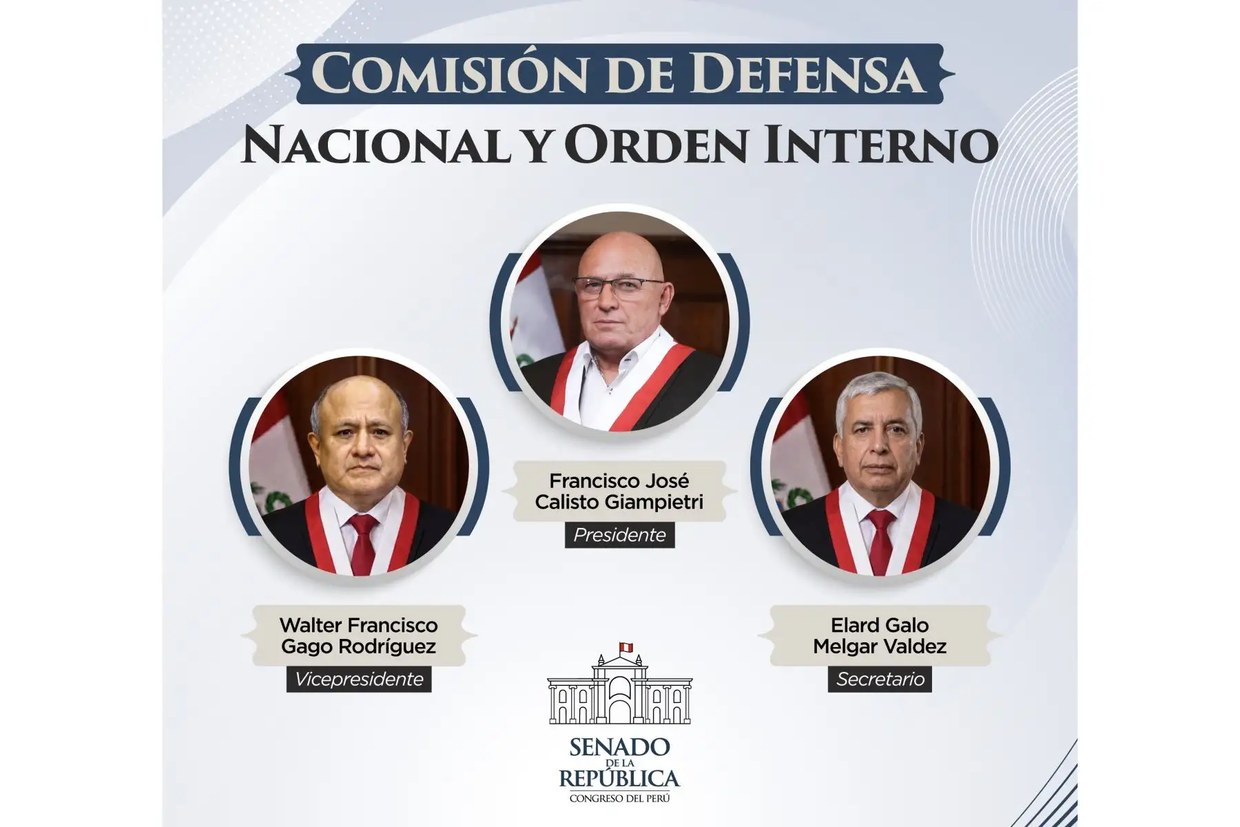 Senado: Francisco Calisto Giampietri preside Comisión de Defensa Nacional y Orden Interno